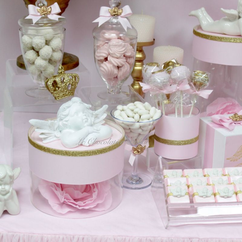 Baby girl angel theme dessert table