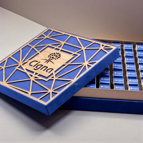 Corporate branded laser cut wood choc...