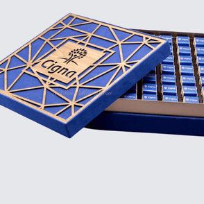 Corporate branded laser cut wood choc...