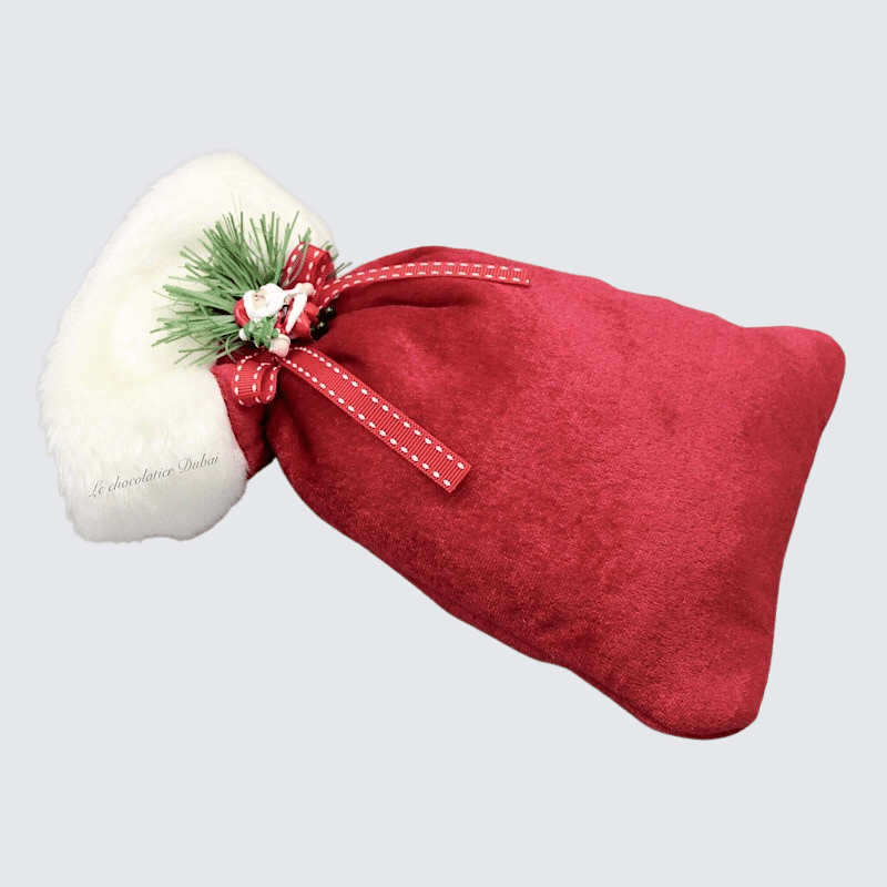 CHRISTMAS SANTA DECORATED CHOCOLATE VELVET BAG