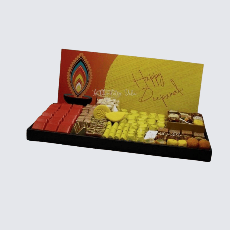 HAPPY DIWALI DESIGNED CHOCOLATE & SWEETS ACRYLIC TRAY