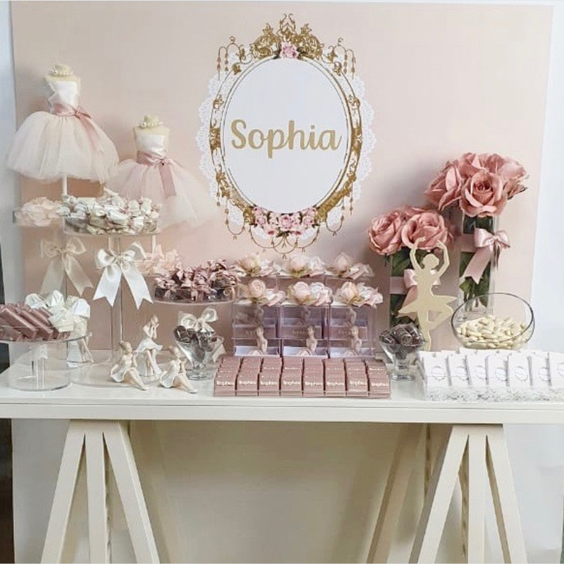 Ballerina personalized baby table stand arrangement