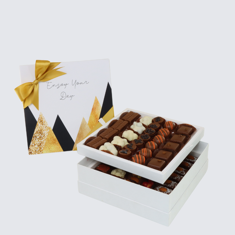 ENJOY YOUR DAY GEOMETRIC DESIGNED 2-LAYER CHOCOLATE HARD BOX