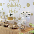 Birthday gold white dessert / sweets table