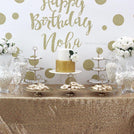 Birthday gold white dessert / sweets table