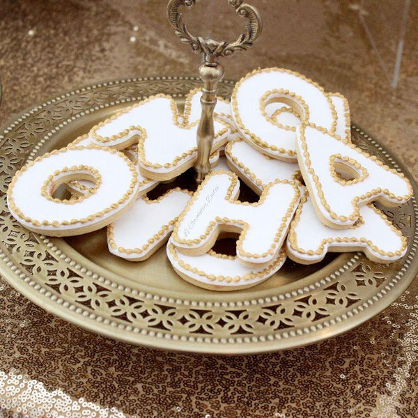 Birthday gold white dessert / sweets table