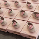 Set of 20 Baby girl crochet shoes decorated chocolate box