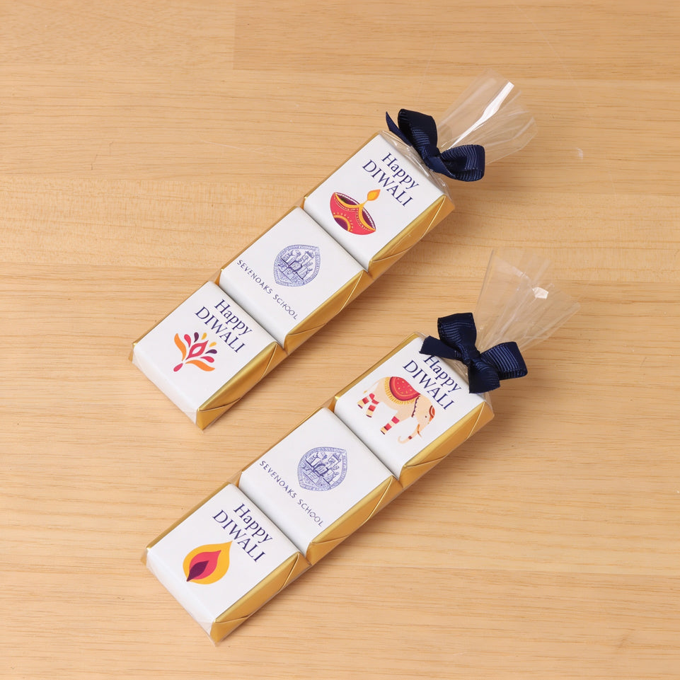Set of 20 Corporate customized Diwali designed premium chocolate 3pc pack