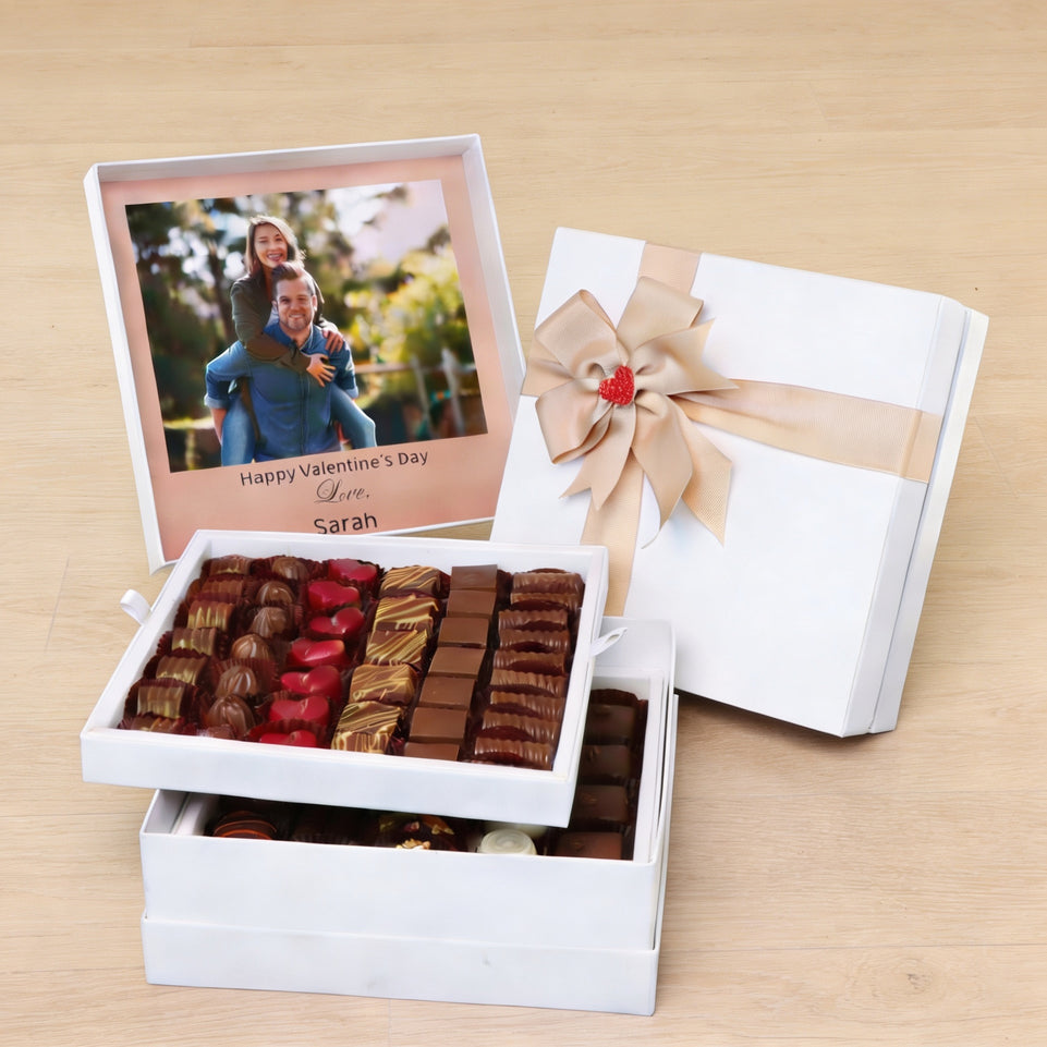 Valentines personalized photo designed chocolate 2-layer hard box