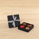 Set of 15 Premium chocolate 4-pc black hard box with silver ribbon