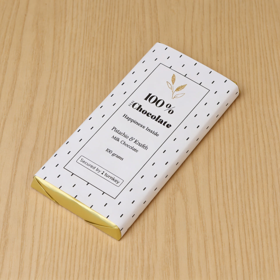Set of 10 Corporate customized premium chocolate knafeh pistachio bar