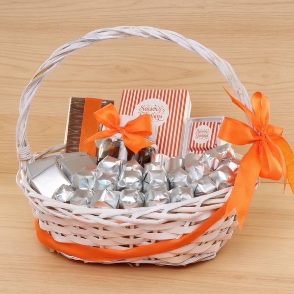 Season's Greetings designed premium chocolate & honey medium basket