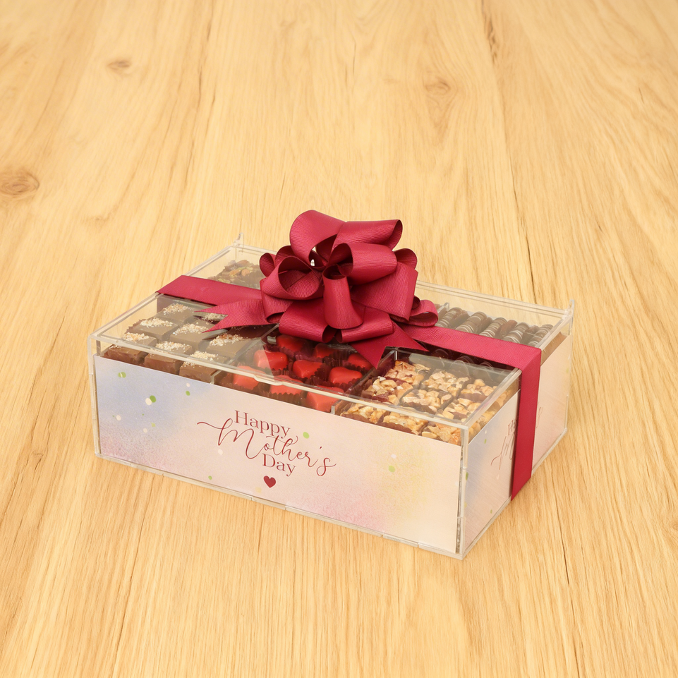 Mother's day designed premium chocolate medium double acrylic tray