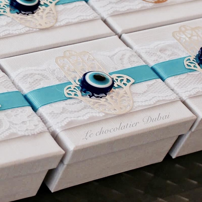 BABY BOY EVIL EYE DECORATED CHOCOLATE BOX GIVEAWAY