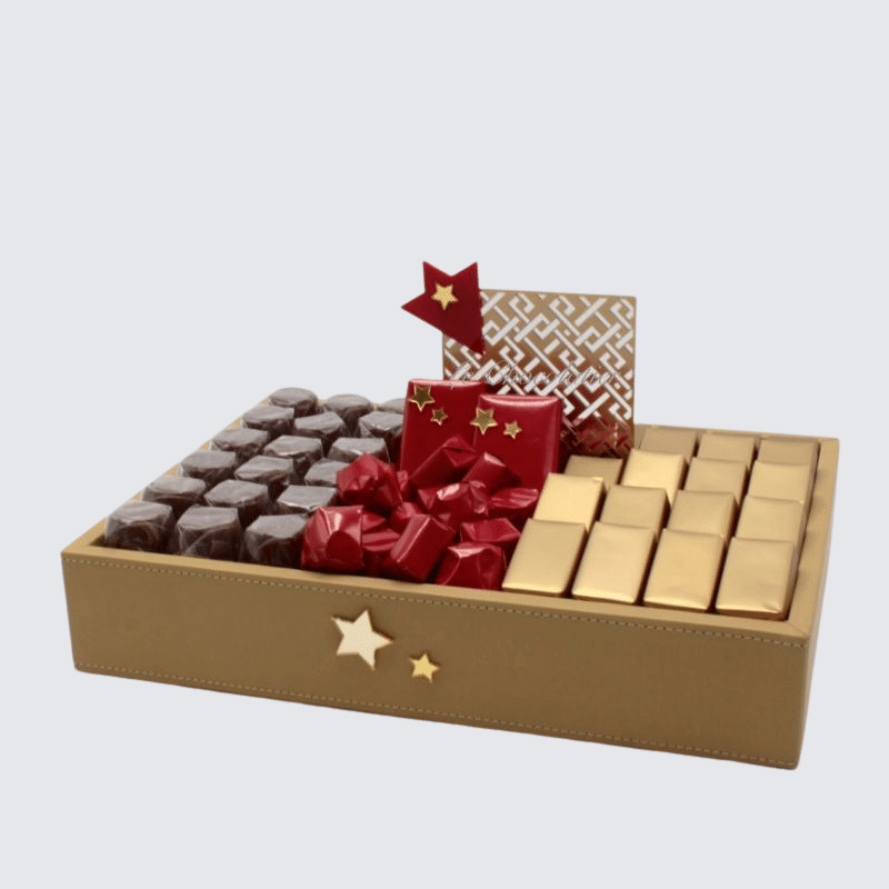 STARS DECORATED CHOCOLATE SMALL LEATHER TRAY