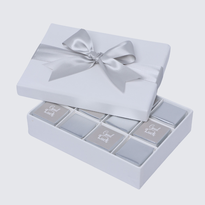 "GOOD LUCK" CLASSIC 12-PIECE PREMIUM CHOCOLATE HARD BOX