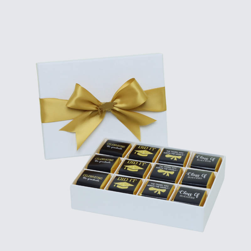 Graduation designed 12-piece chocolate hard box