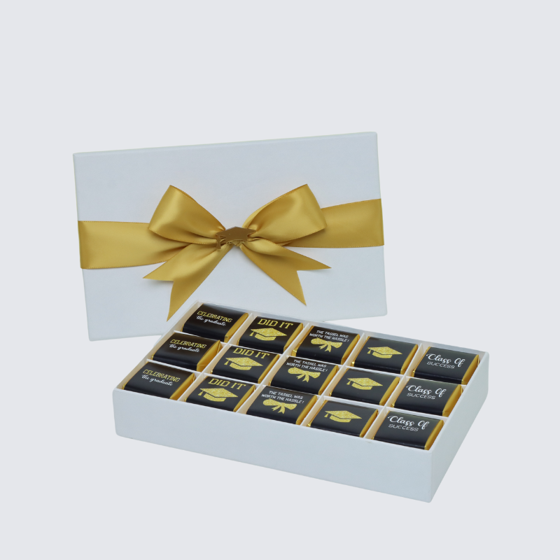 Graduation designed 15-piece chocolate hard box