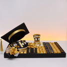 Graduation designed premium chocolate leather large tray