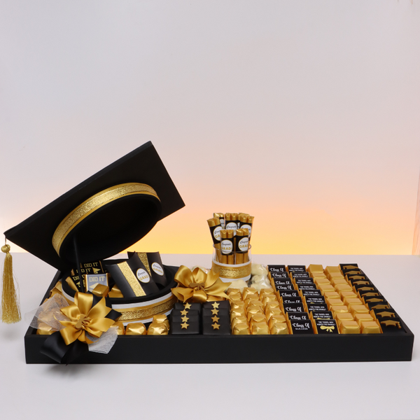 Graduation designed premium chocolate leather large tray