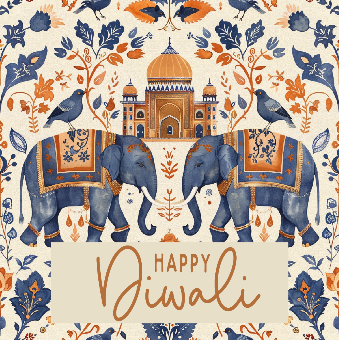 Happy diwali elephant designed greeting card