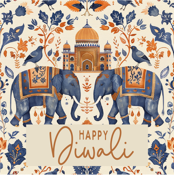 Happy diwali elephant designed greeting card