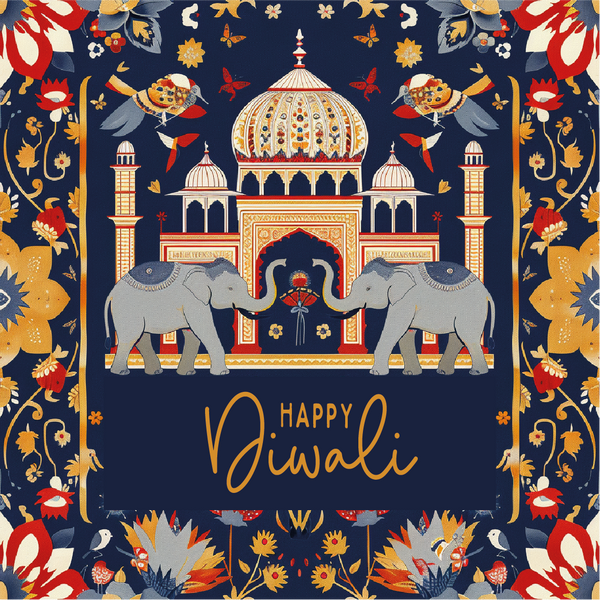 Happy diwali majestic elephant design greeting card