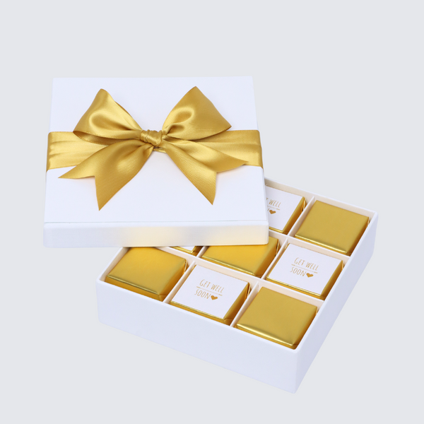Get well soon gold designed 9-piece chocolate hard box