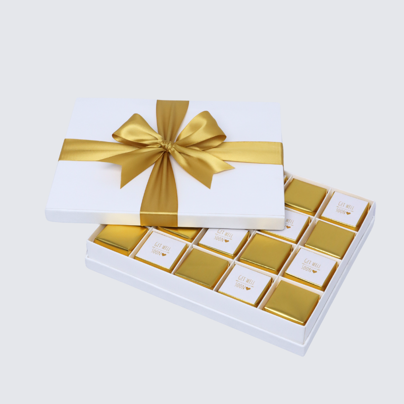 "Get well soon" gold designed 20-piece chocolate hard box