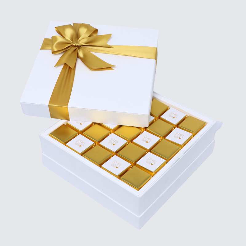 "Get well soon" gold designed premium chocolate hard box