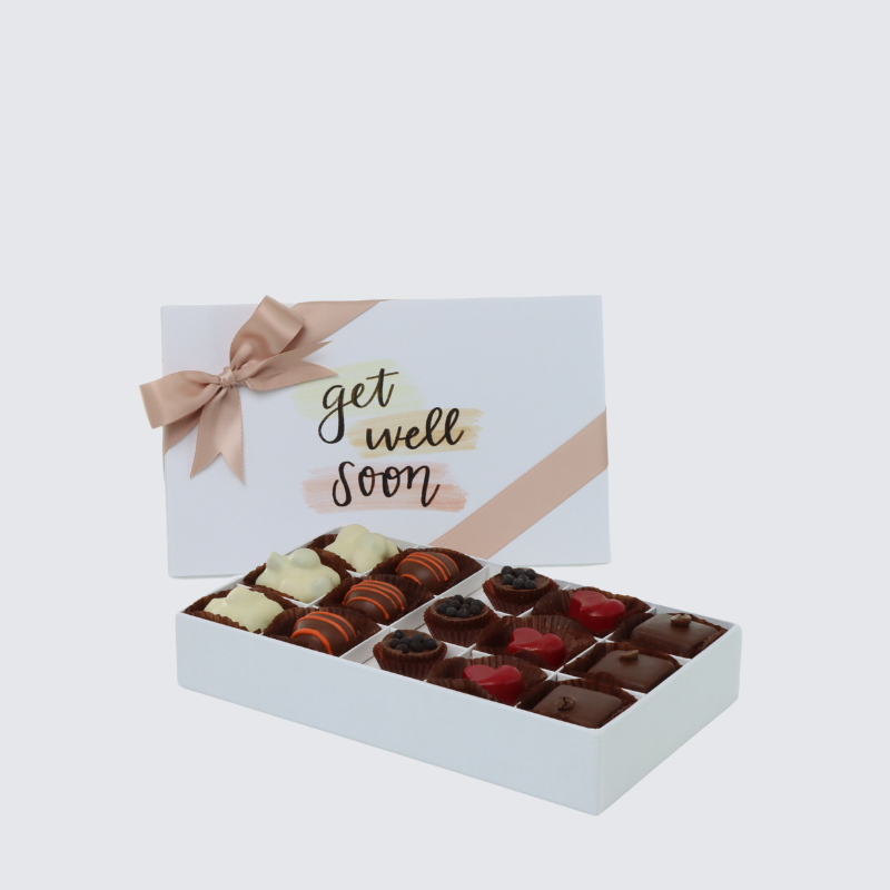 "Get well soon" stain designed 15-piece chocolate hard box