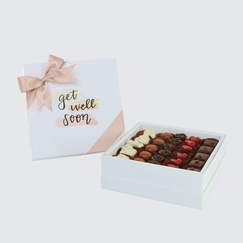 "Get well soon" stain designed 25-piece chocolate hard box