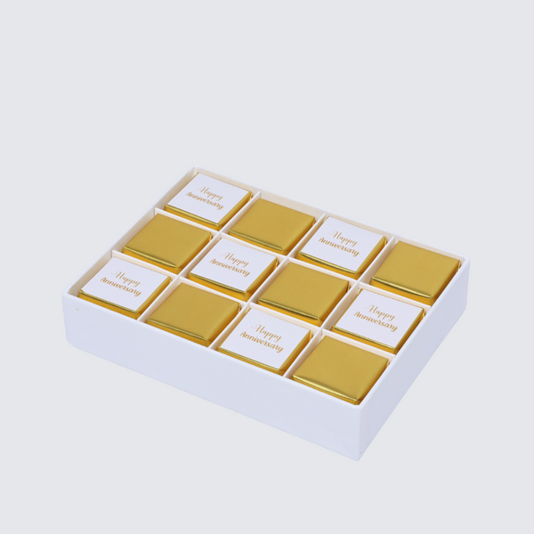 Happy anniversary gold designed 12P premium chocolate hard box