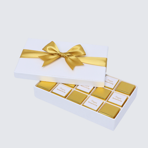 Happy anniversary gold designed 15P premium chocolate hard box