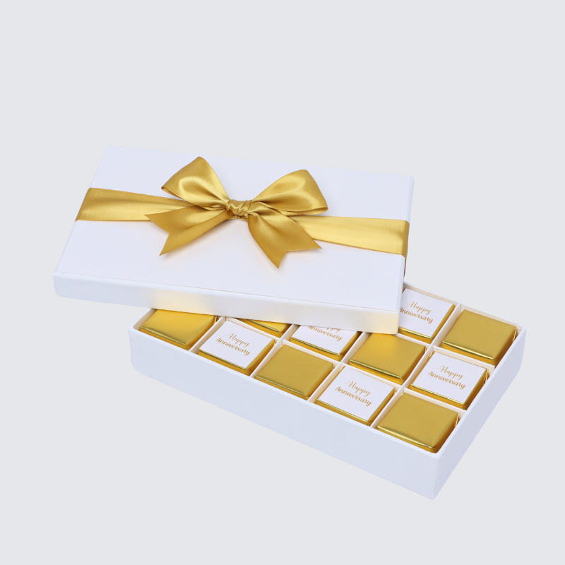 "Happy anniversary" gold designed 15-piece chocolate hard box