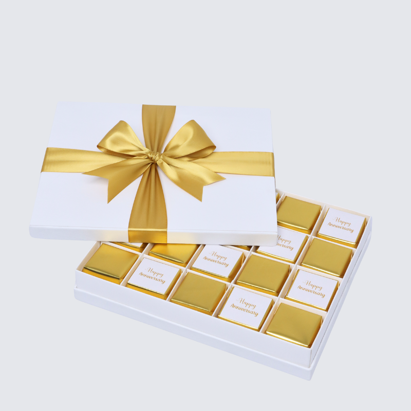 "Happy anniversary" gold designed 20-piece chocolate hard box