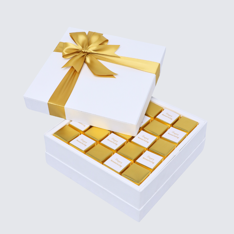 "Happy anniversary" gold designed premium chocolate hard box