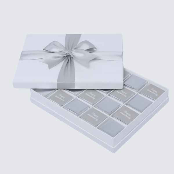 Happy anniversary classic silver designed 20P premium chocolate hard box