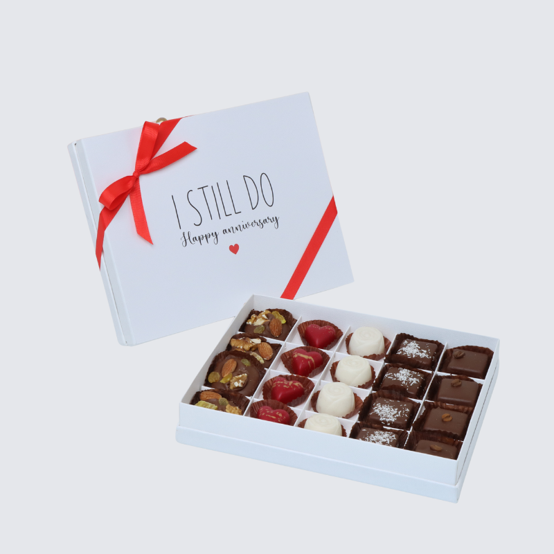 "I still do"  anniversary 20-piece chocolate hard box