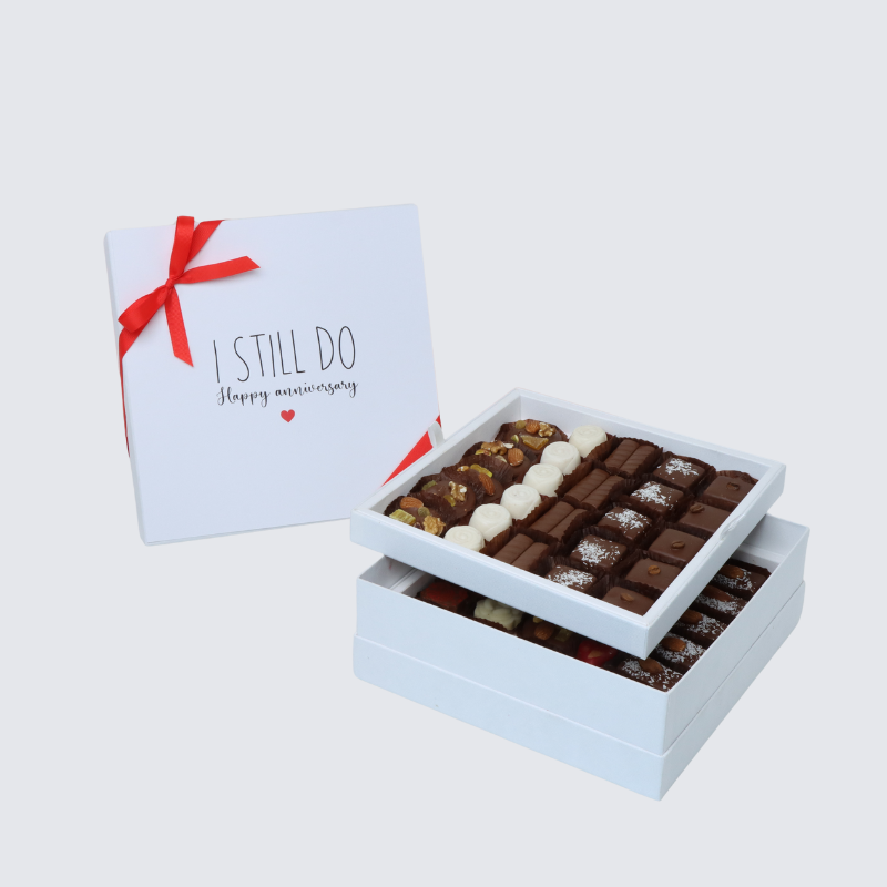 "I still do"  anniversary  2-layer chocolate hard box