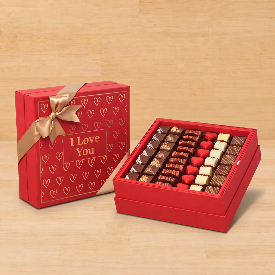 Outline heart designed "I Love You" premium chocolate gift box