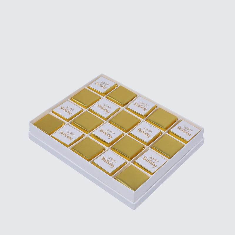 HAPPY BIRTHDAY GOLD DESIGNED 20-PIECE CHOCOLATE HARD BOX