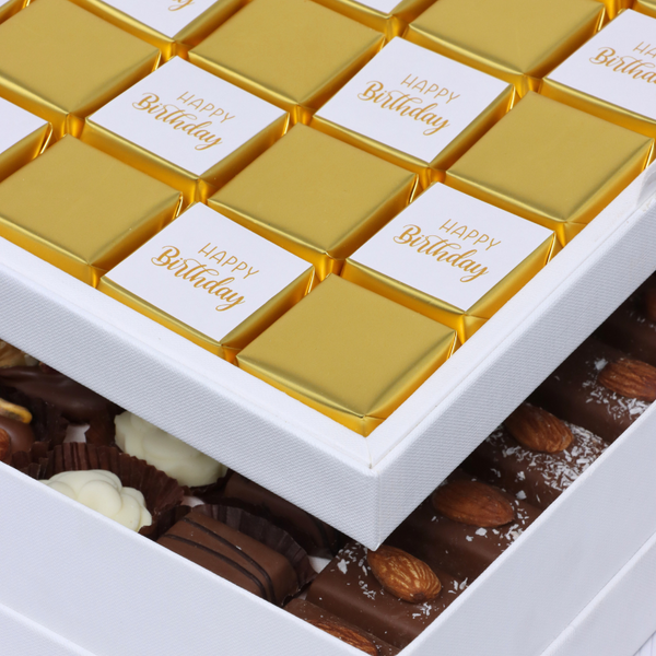 Happy birthday gold designed 2-layer chocolate hard box