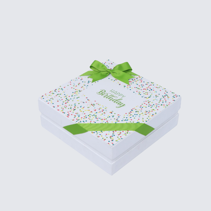 "Happy birthday" green designed 2-layer chocolate hard box