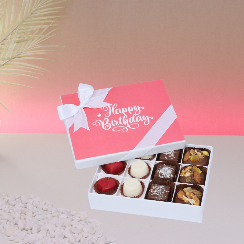 Happy birthday classic minimalist designed 12P premium chocolate hard box