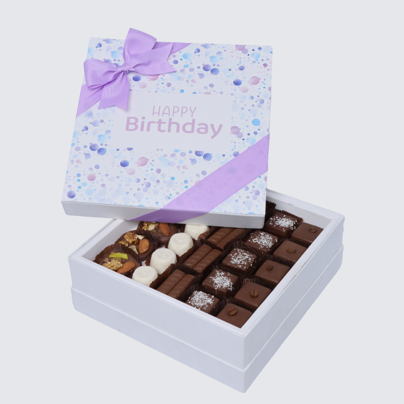 "Happy birthday" bubble designed premium chocolate hard box