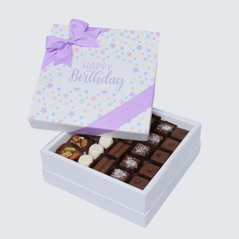 "Happy birthday" star designed premium chocolate hard box