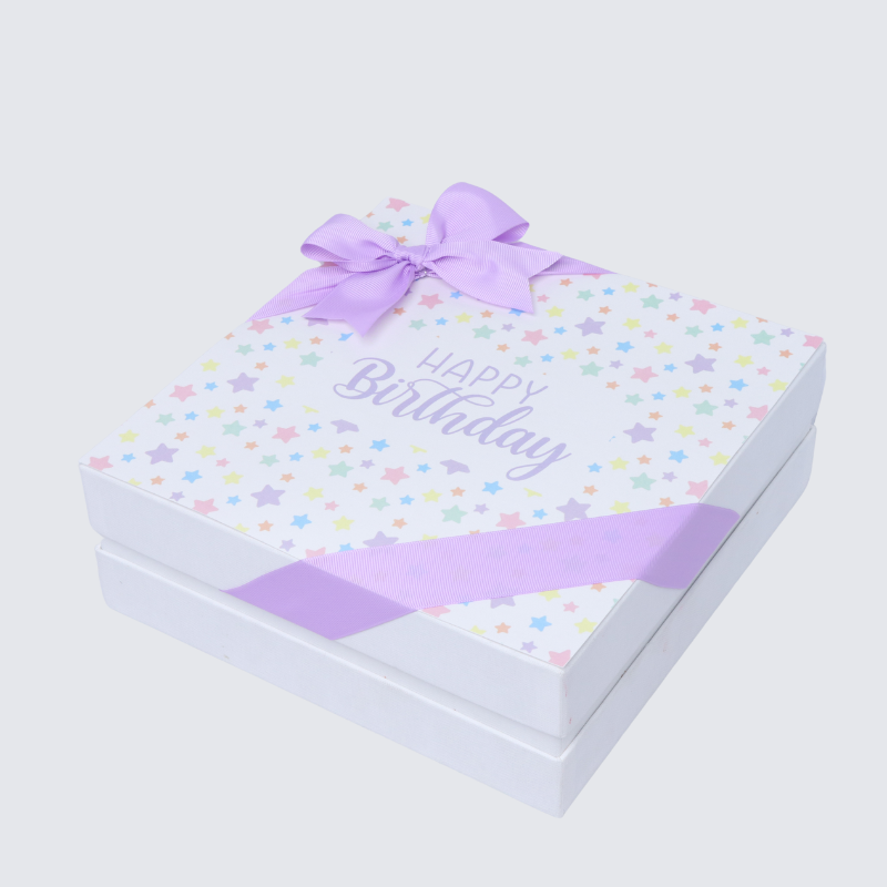 "Happy birthday" star designed 2-layer chocolate hard box