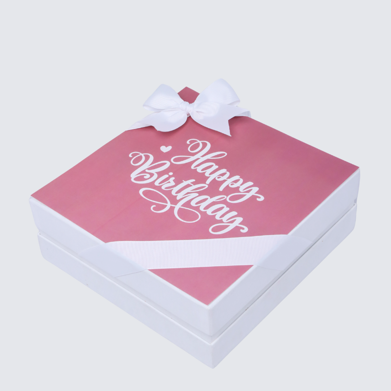 "Happy birthday" pink designed 2-layer chocolate hard box