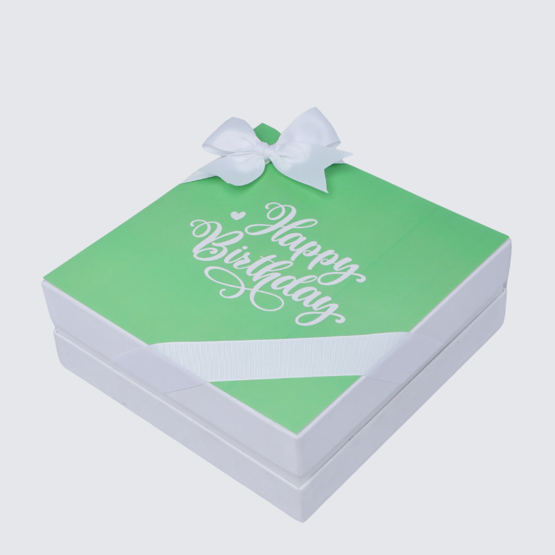 "Happy birthday" green minimalist designed 2-layer chocolate hard box